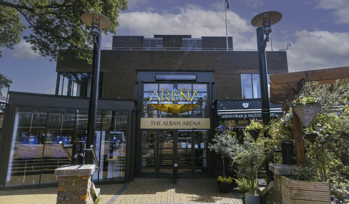 Visit The Alban Arena for information on its exterior and entrance signage.